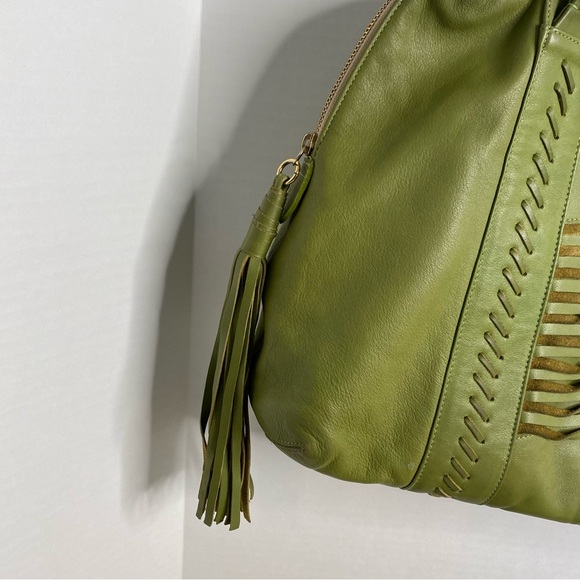 Zina Eva Green Fringe Tassel Leather Handbag - Picture 3 of 12